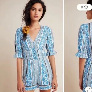 Blue Patterned Jumpsuit